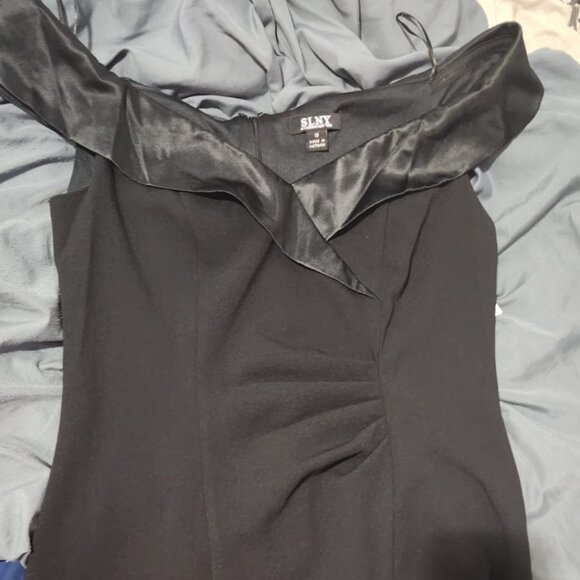 S.L. Fashions Women's Short Off The Shoulder Sheath Dress with Side Ruche - Picture 4 of 9